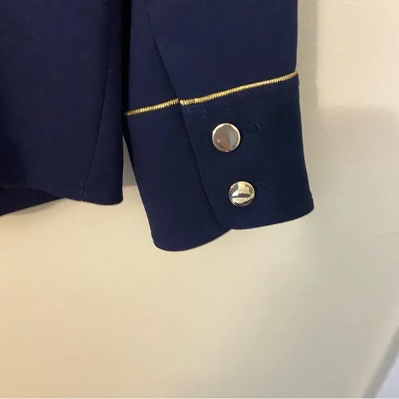 Chico's Navy Military Blazer with Gold Accents Chico Size 2 - Picture 5 of 11